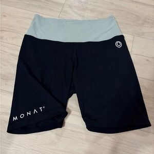 Monat Women's Black & Light teal High-Waist Active Shorts